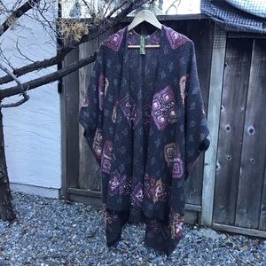 Aratta Silent Journey Embroidered Kimono Cardigan Boho Shawl Wrap Open Front